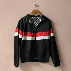 Forever 21 Men Black Red/White Striped Jacket Size M GUC